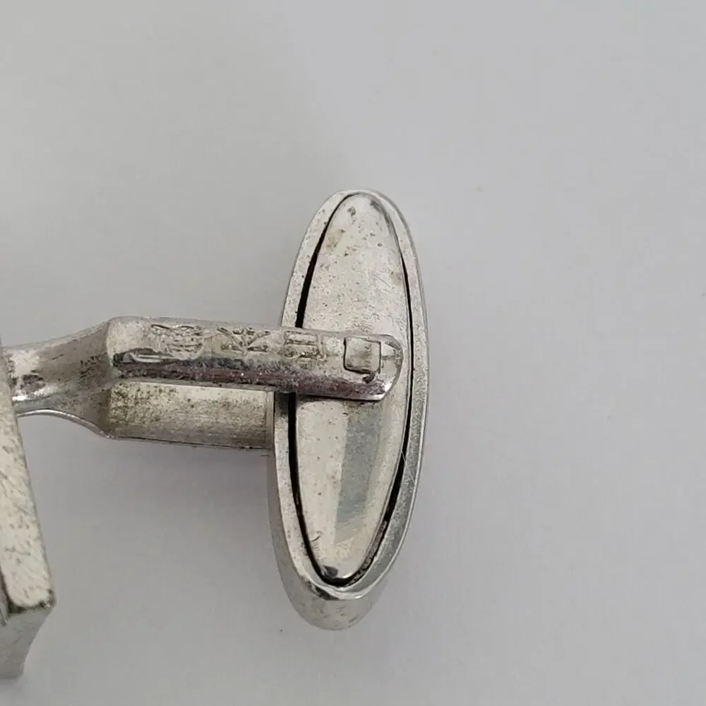 Louis Feraud LF Tie Pin‎ Clip Cufflinks Set Silver Black Tone Designer Rectangle
